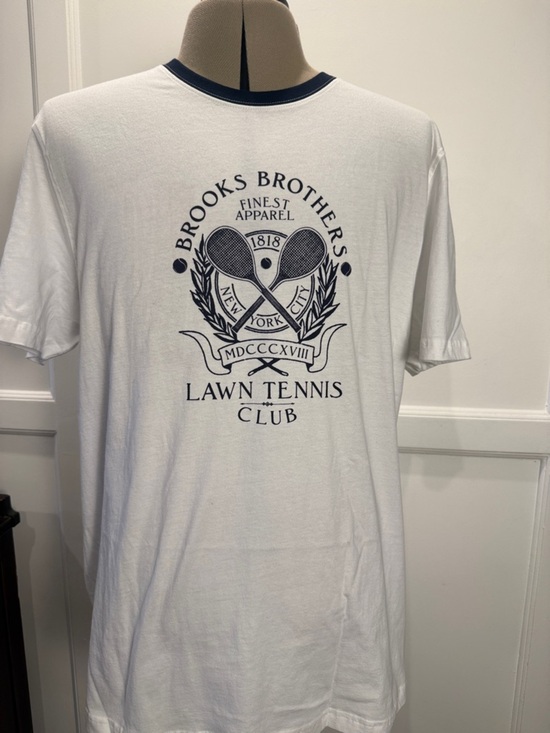 Brooks Brothers Other - Brooks Brothers White Tee with Navy Lawn Tennis Crest